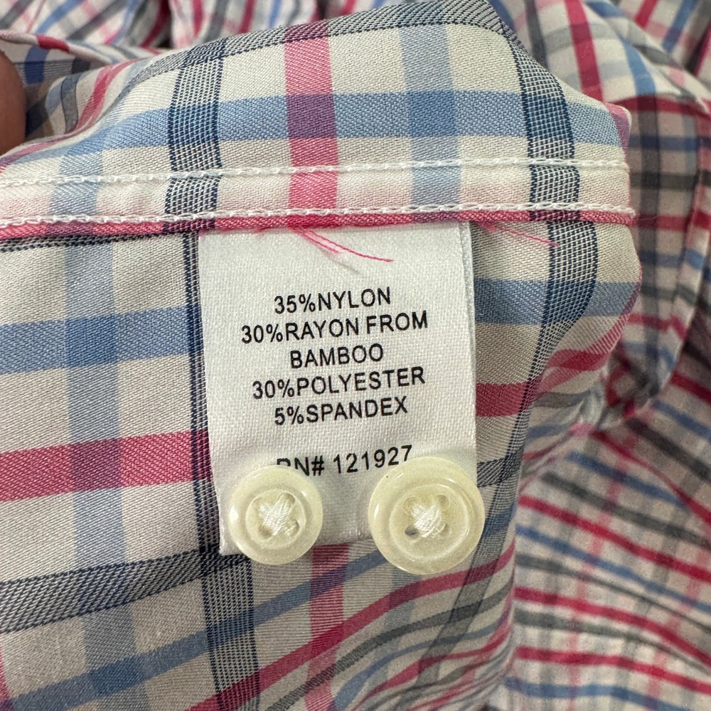 Johnnie O Prep-formance Plaid Button Down Shirt Mens Medium Red Blue Green EUC - Picture 8 of 8